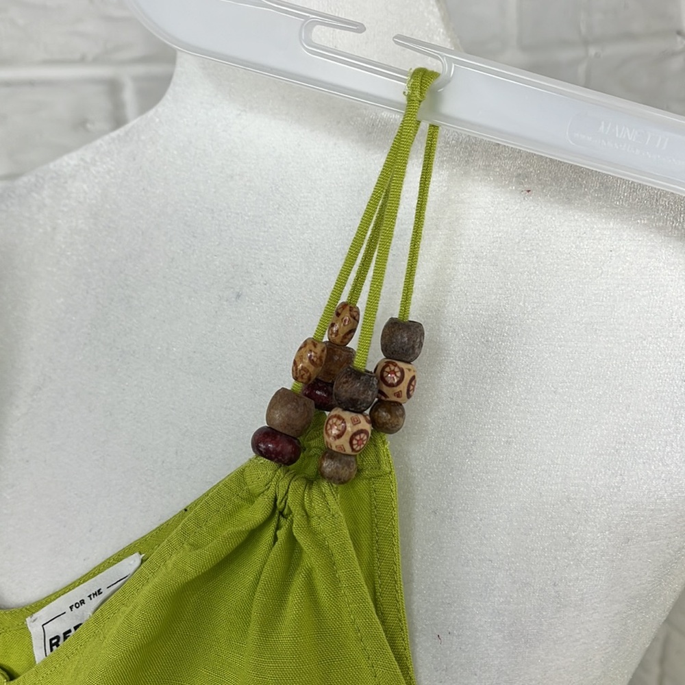 FOR THE REPUBLIC LINEN RAYON TANK TOP TUNIC WITH BEADS LIME GREEN SIZE MEDIUM - Picture 8 of 11